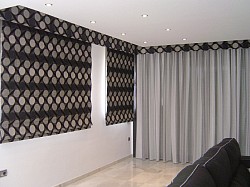 Roman blinds with pelmet