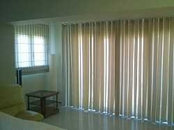 Wave heading linen voile with roman blind