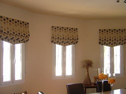 Roman blinds with v shaped Finnish 